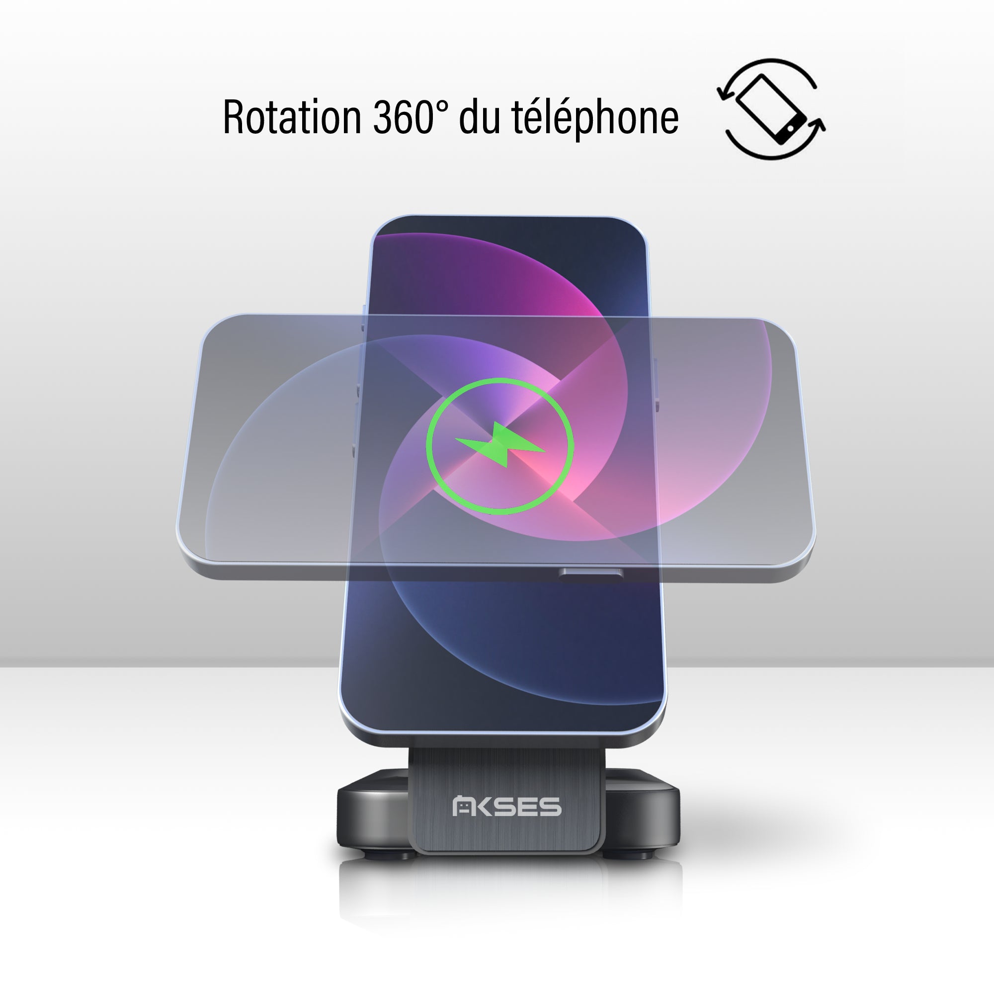 chargeur magnétique à induction rotation 360 degrés du téléphone