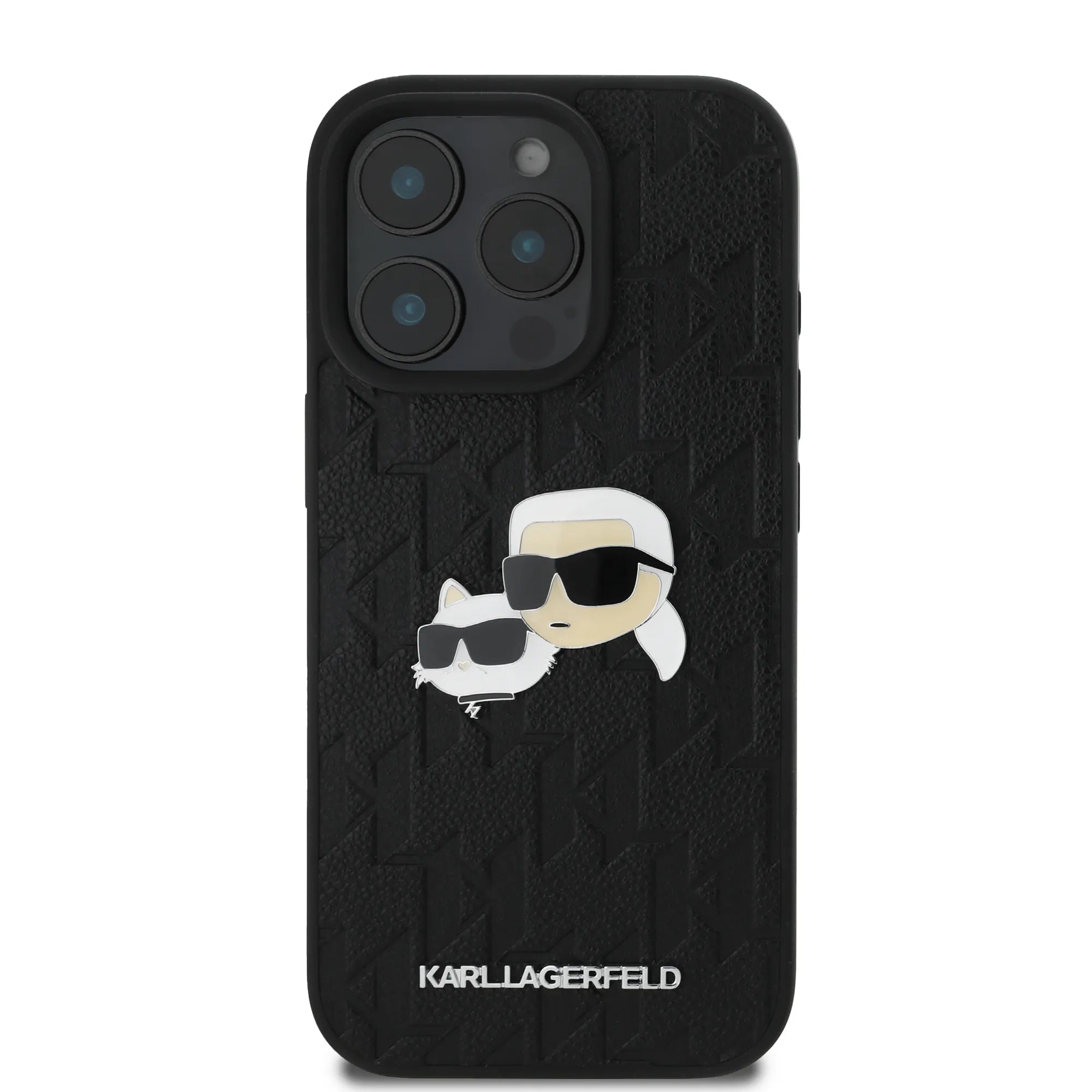 Coque iPhone 16 Pro Max Karl Lagerfeld Karl et Choupette tête