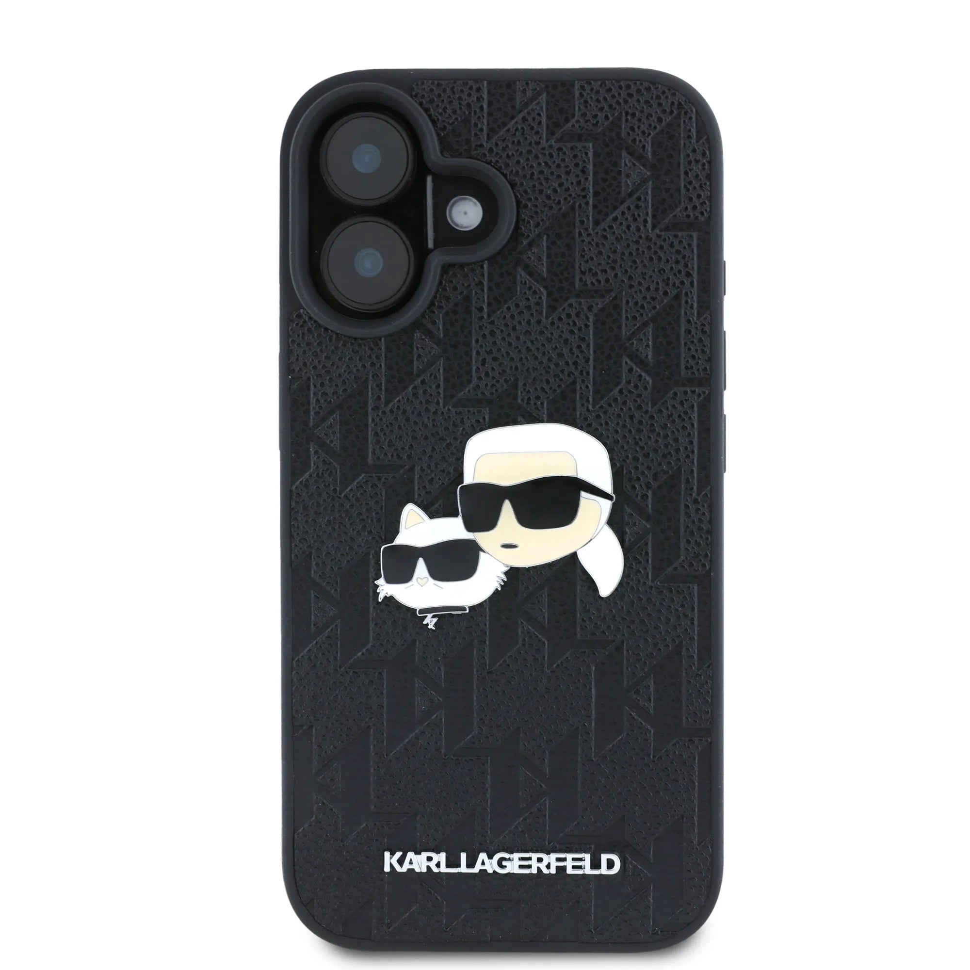 Coque iPhone 16 Karl Lagerfeld Karl et Choupette tête