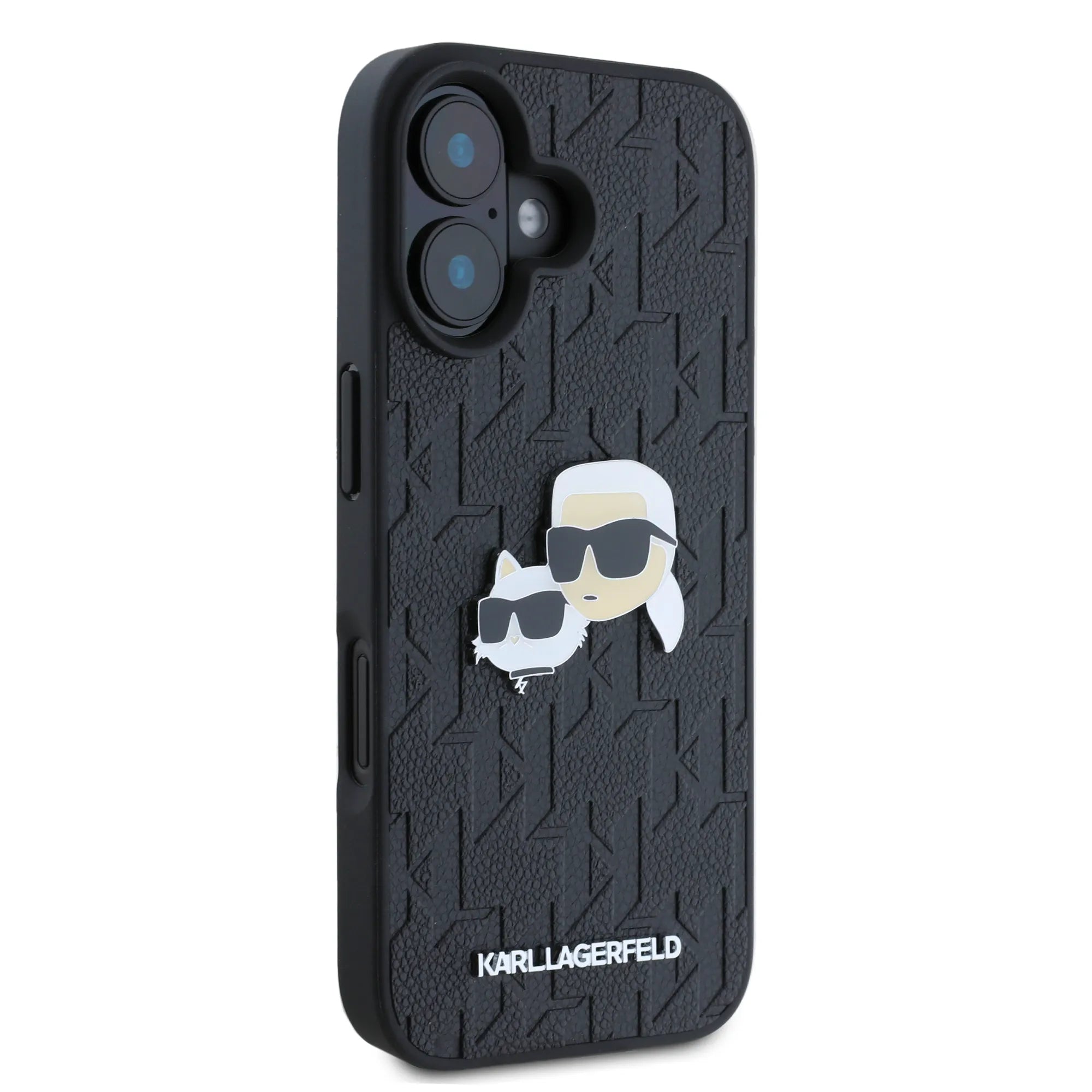 Coque iPhone 16 Karl Lagerfeld Karl et Choupette tête