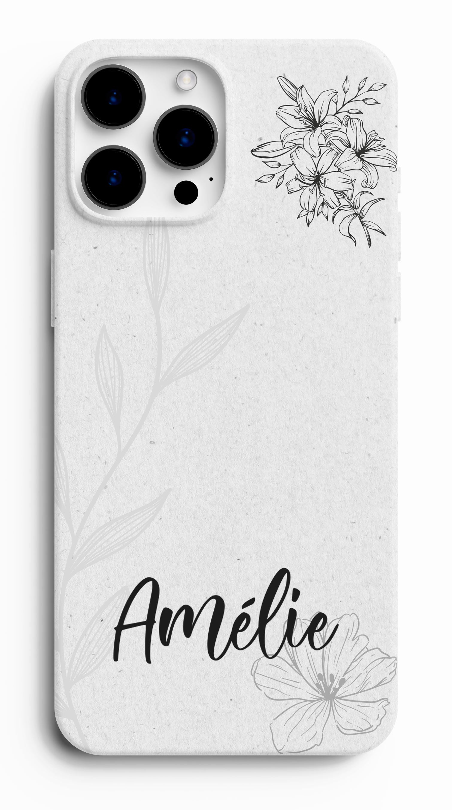 Coque personnalisée florale grise