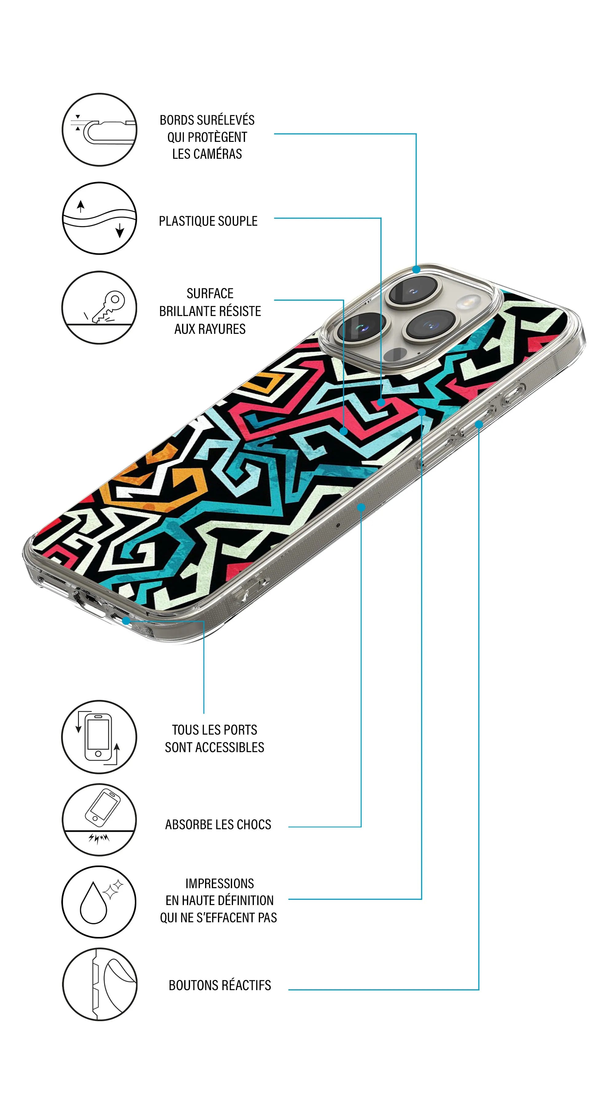 Coque motif géométrie dynamique