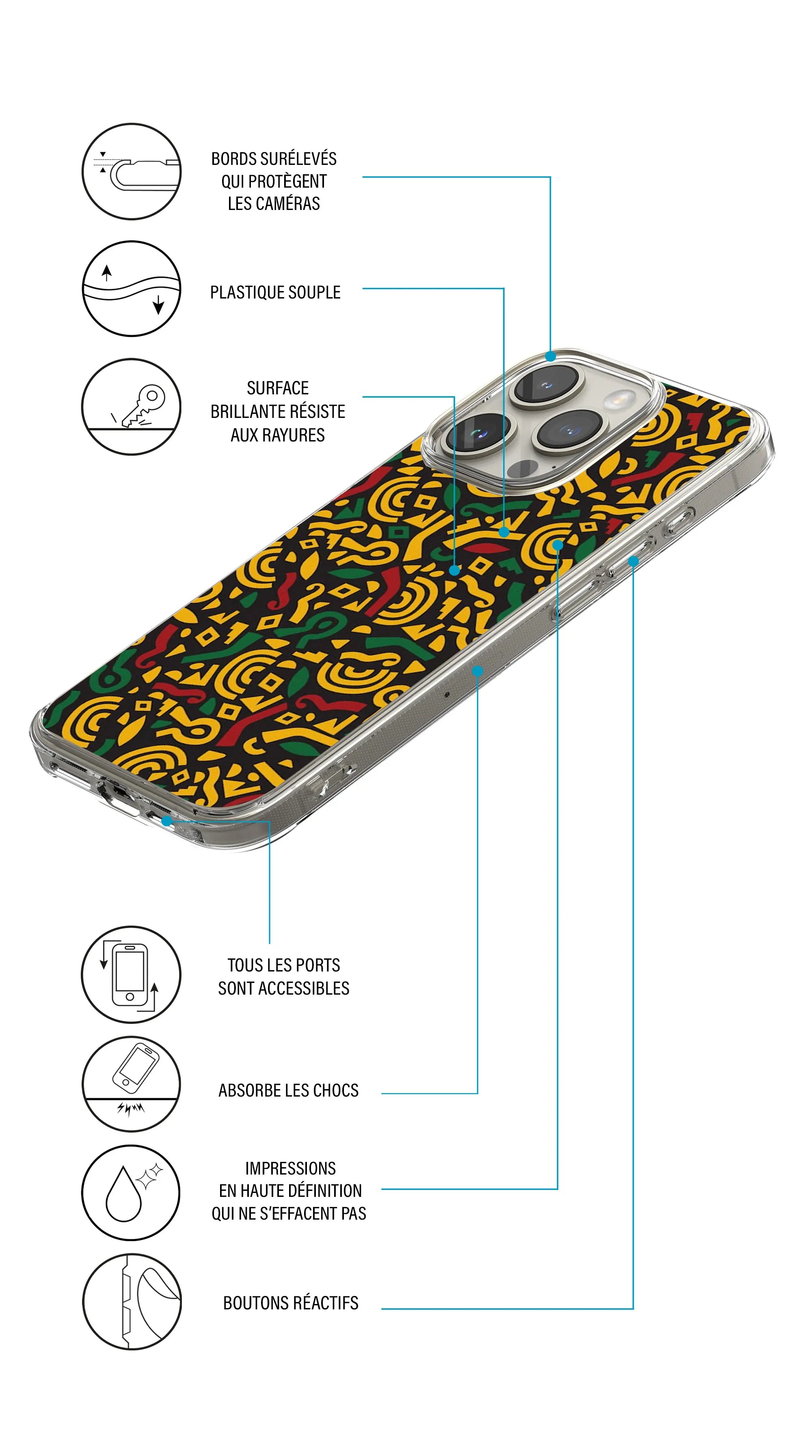 Coque motif géométrie ethnique