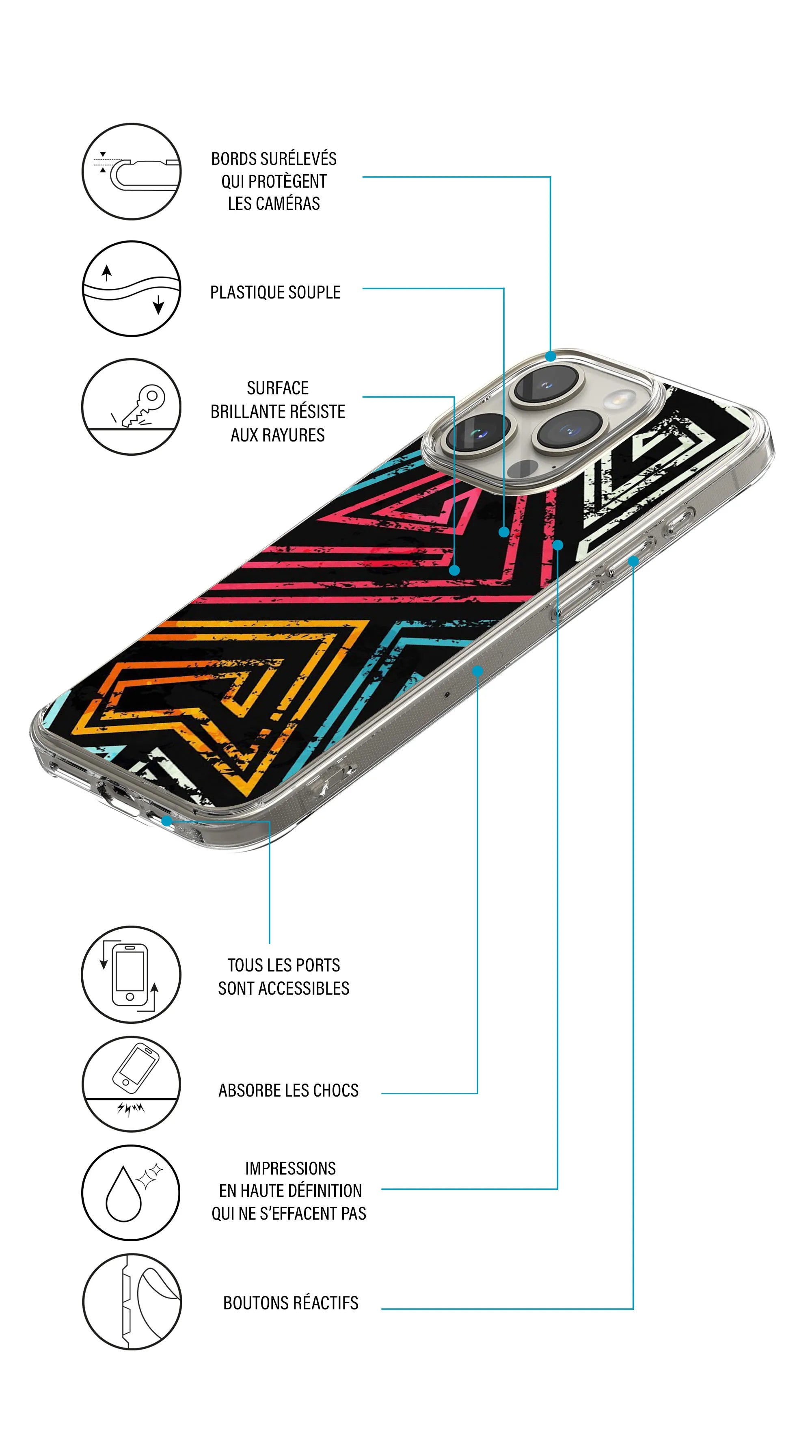 Coque motif géométrie labyrinthe