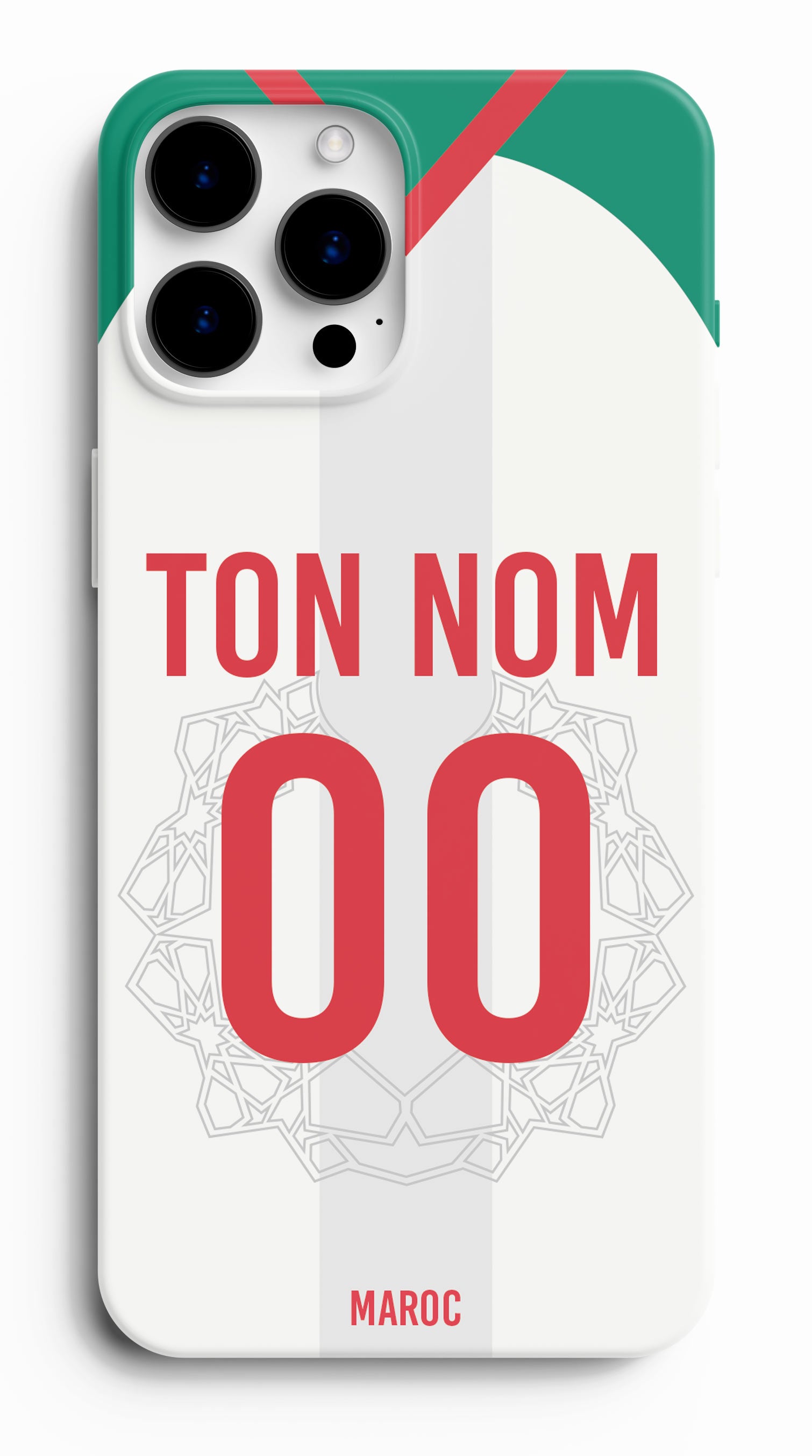 Coque foot personnalisée maillot équipe du Maroc Blanc