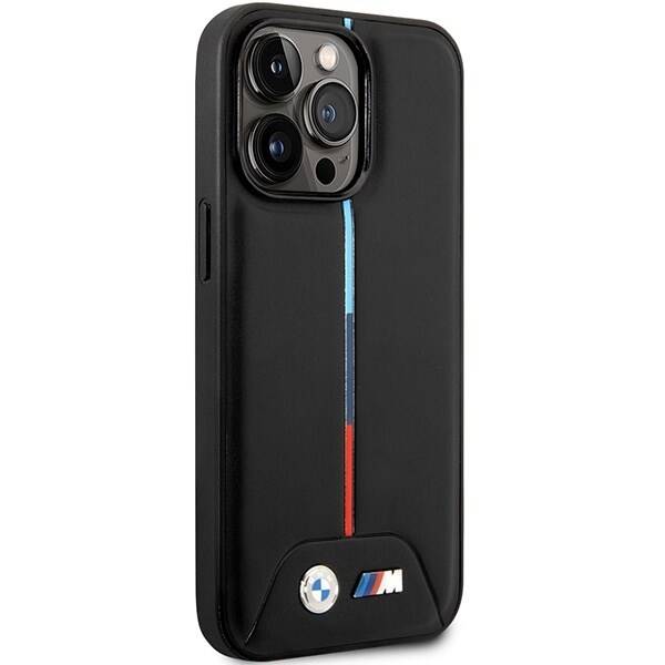 Coque iPhone 14 Pro BMW ligne tricolore vue droite