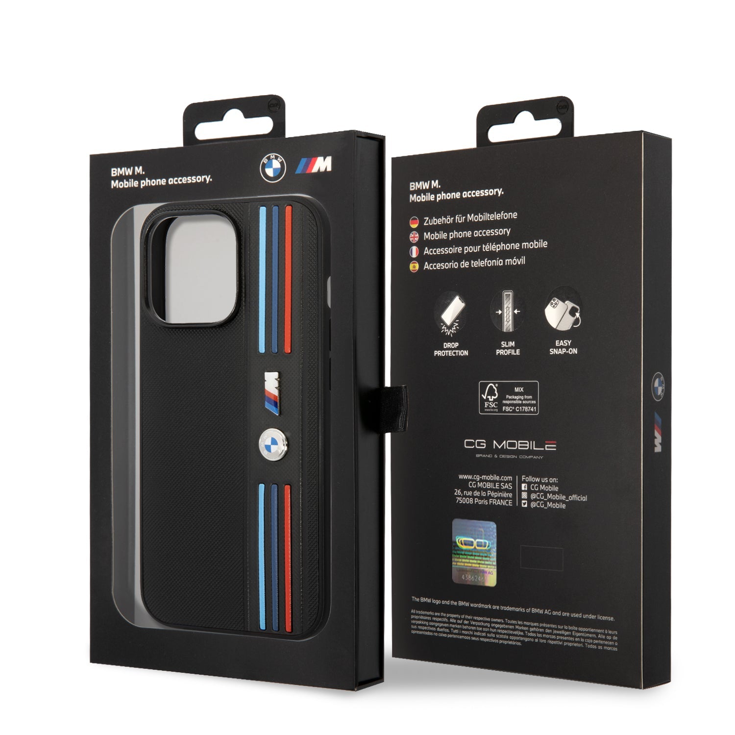 Coque iPhone 14 Pro BMW bande tricolore