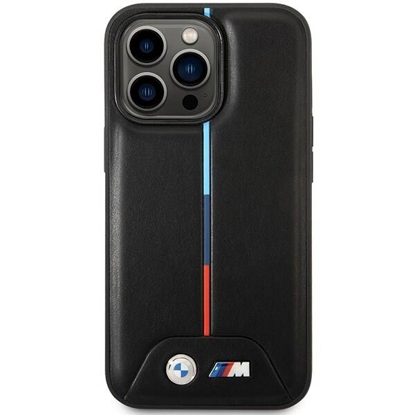 Coque iPhone 14 Pro BMW ligne tricolore vue face