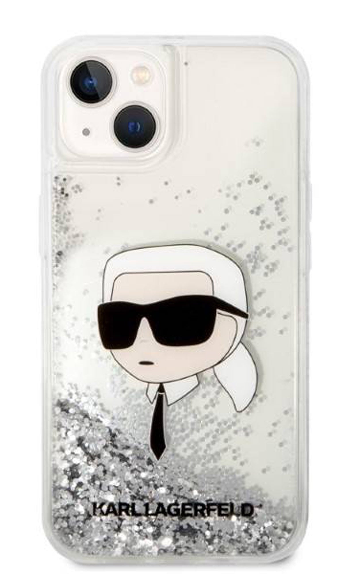 Coque iPhone 14 Karl Lagerfeld paillettes vue face