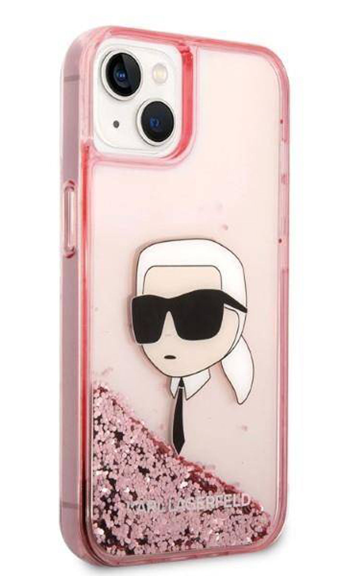 Coque iPhone 14 Karl Lagerfeld paillettes vue droite